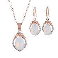 SET641 - Rose Gold Drop Gemstone Necklace Set